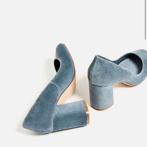 Zara Basics Velvet Block Heel NWOT